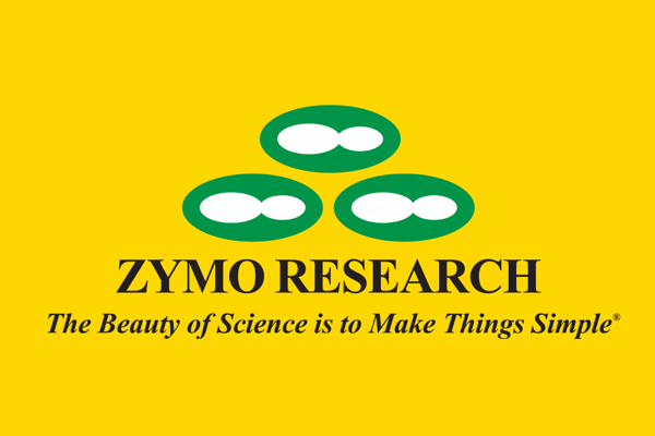 Zymo Research logo on yellow background with tagline "The Beauty of Science is to Make Things Simple"