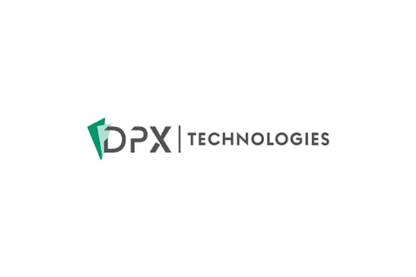 DPX Technologies logo with green geometric icon and dark gray text