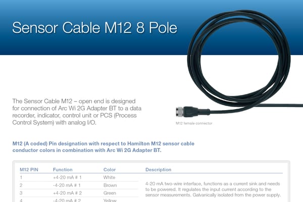 Manual arc sensor cable m12-8