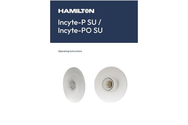 Hamilton Incyte-P SU / Incyte-PO SU operating instructions cover showing two white single-use sensor adapters