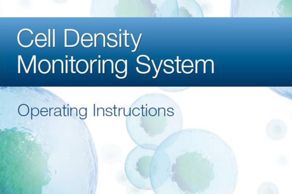 Cell Density Monitoring System operating instructions manual cover with cell imagery