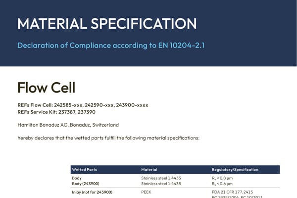 flowcell material spec thumb