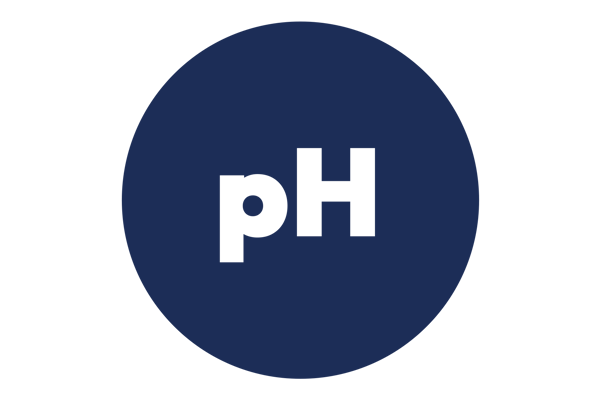 Dark navy circle logo with white lowercase "p" and uppercase "H" lettering indicating pH