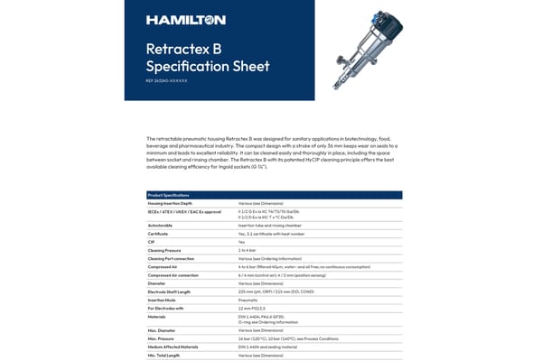 specification sheet retractex b pneumatic housing