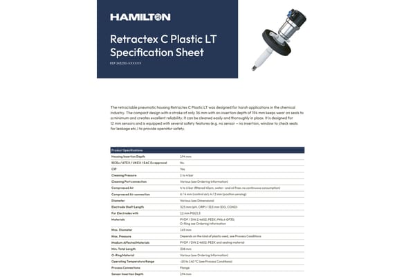 Retractex C Plastic LT pneumatic spec sheet