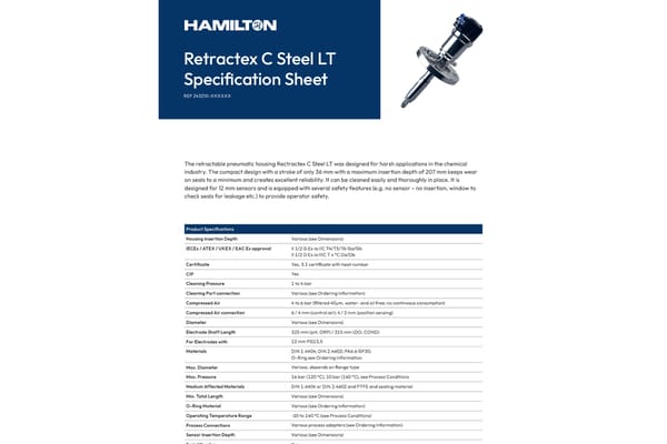 Spec sheet Retractex C Steel LT pneumatic