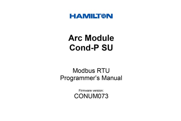 Arc module cond p su programmers manual