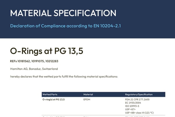 Material specs oring pg
