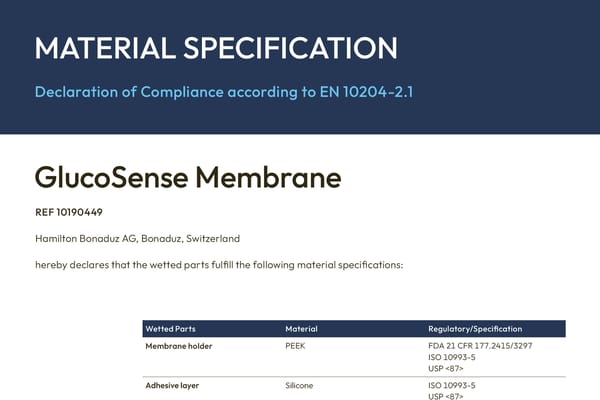 Material spec glucosense membrane thumb
