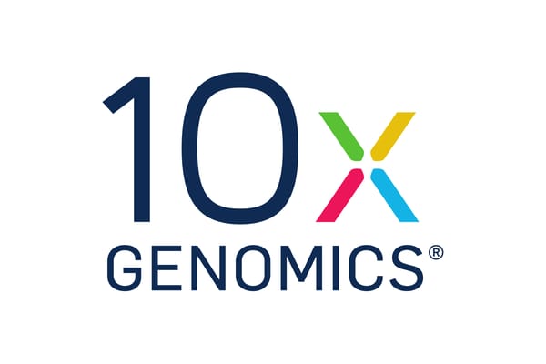 10x Genomics registered trademark logo with colorful X graphic in green, yellow, pink, and blue.