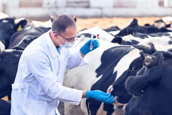 veterinarian treating cattle