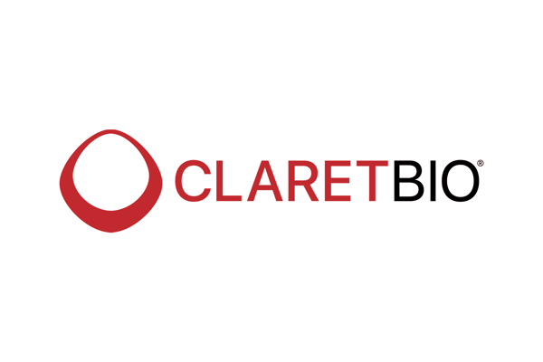 Claret Bio logo featuring a red circular icon and the text "CLARETBIO" in red and black