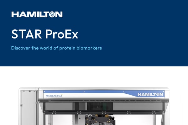 Hamilton STAR ProEx branding over a Microlab STAR automated liquid handler
