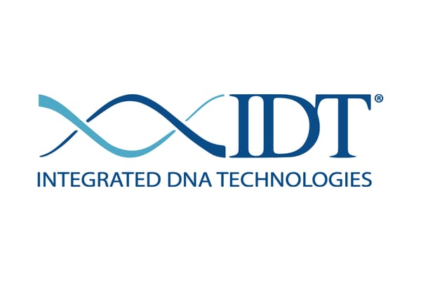 IDT Integrated DNA Technologies logo with double helix graphic in blue and teal