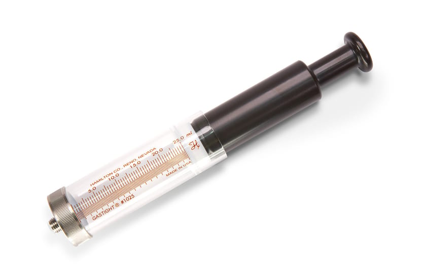 Hamilton 59000-55, 25 Milliliter Gastight Model 1025 Bubble Free Prime Instrument Syringe