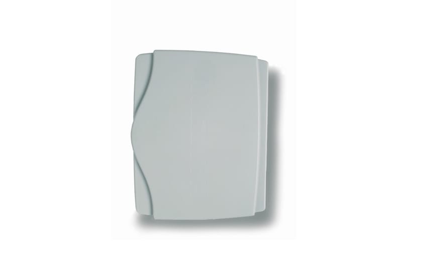 White plastic wall-mounted enclosure with curved front panel design
