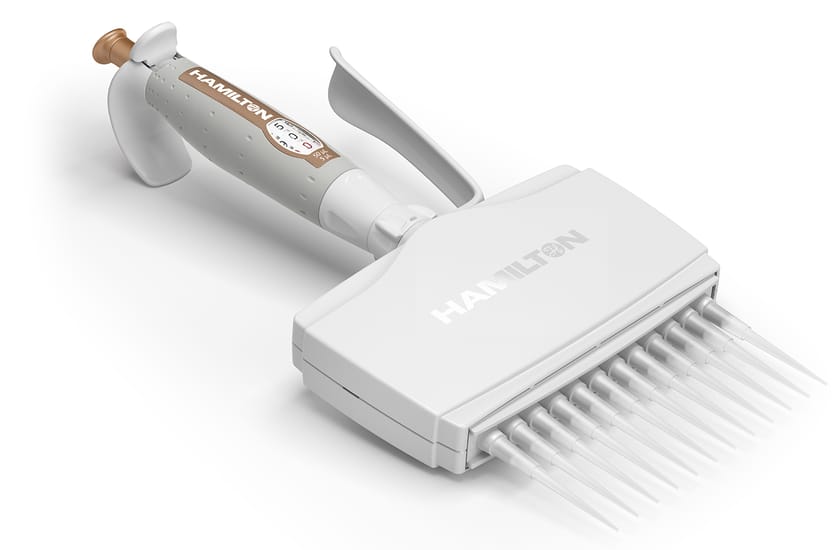 Hamilton's 12-Channel Adjustable Volume SoftGrip Pipette 5-50 µL Front View
