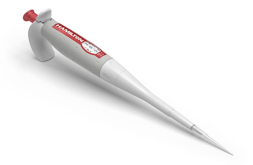 Hamilton's Adjustable Volume SoftGrip Pipette 30-300 µL Front View
