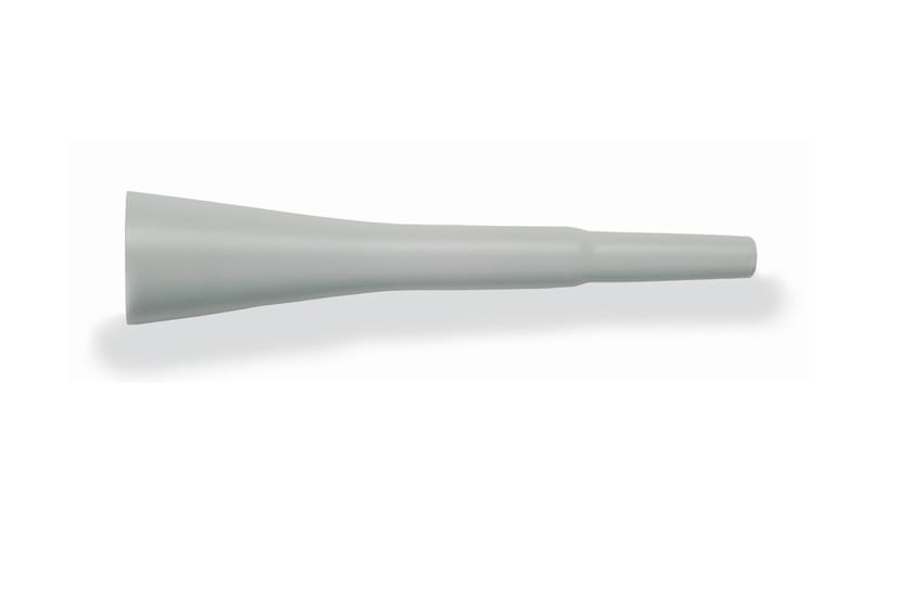 Gray tapered ejector sleeve with wide flared end narrowing to a small cylindrical tip