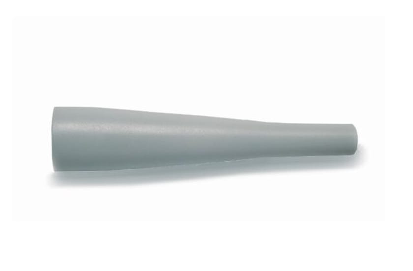 Gray tapered conical ejector sleeve, wider at one end, narrowing to a cylindrical tip