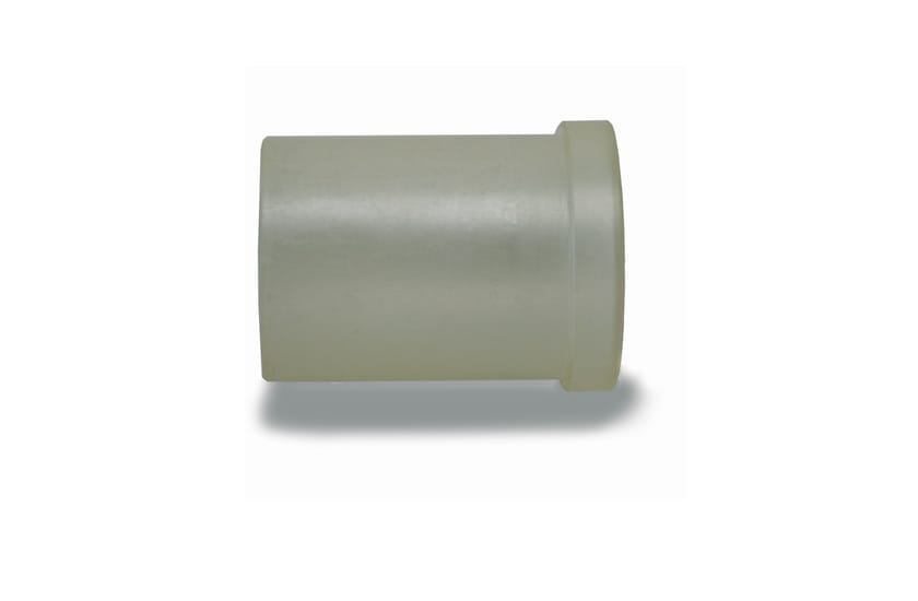 Translucent plastic flanged seal spacer bushing