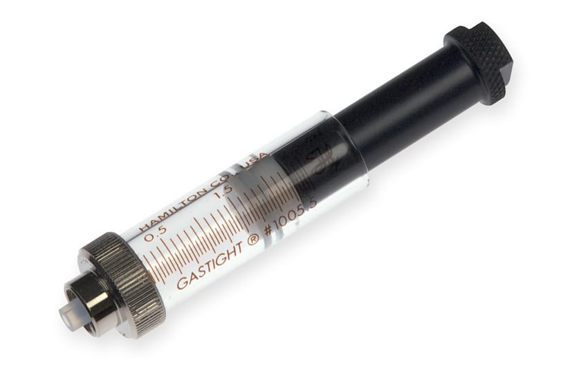 Hamilton 5495-45, 2.5 Milliliter Gastight Model 1005.5 Luer Lock, Half-Height Instrument Syringe