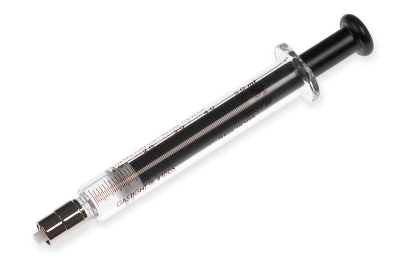Hamilton 81520, 5 Milliliter Gastight Model 1005 Luer Lock Instrument Syringe